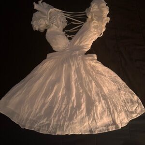 DO+BE White Backless Dress with Elegant Details. Size S